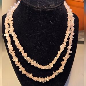 Pink Rose Quartz Light Chip Bead 17" Necklace